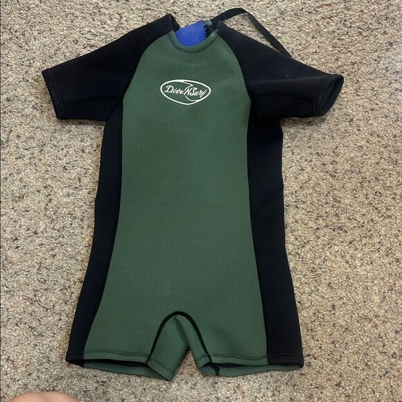 Other - Green and Black Short Sleeve Swimsuit, Kid’s Shortie Wetsuit